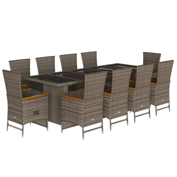 Set mobilier de grădină cu perne, 11 piese, gri, poliratan - WALTI WALTI
