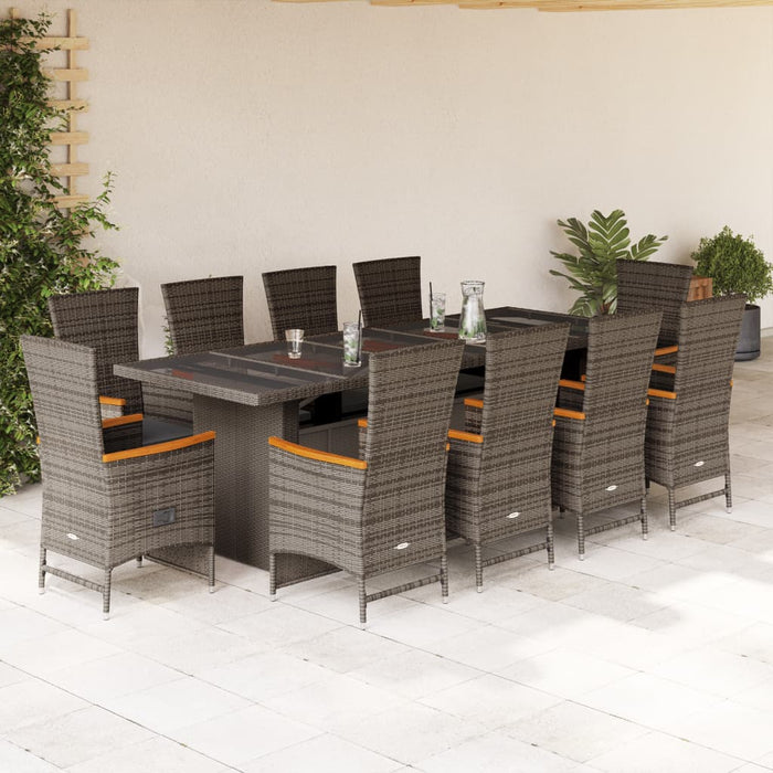 Set mobilier de grădină cu perne, 11 piese, gri, poliratan - WALTI WALTI
