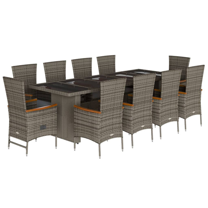 Set mobilier de grădină cu perne, 11 piese, gri, poliratan - WALTI WALTI
