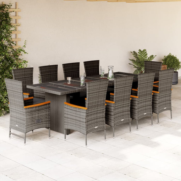 Set mobilier de grădină cu perne, 11 piese, gri, poliratan - WALTI WALTI