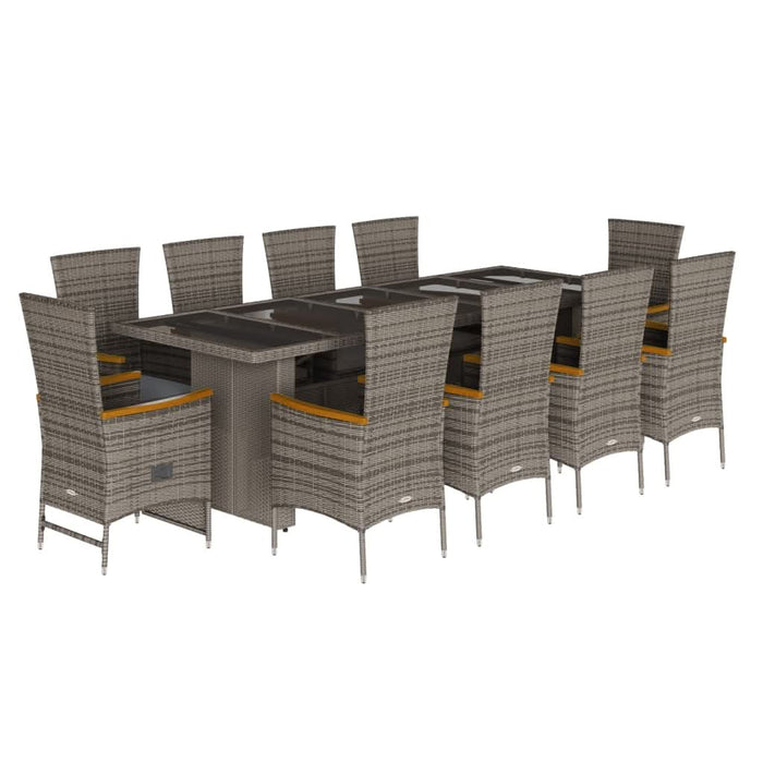 Set mobilier de grădină cu perne, 11 piese, gri, poliratan - WALTI WALTI