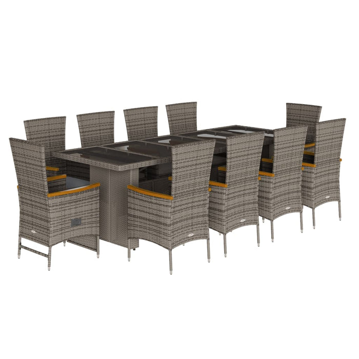 Set mobilier de grădină cu perne, 11 piese, gri, poliratan - WALTI WALTI
