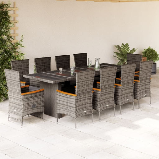 Set mobilier de grădină cu perne, 11 piese, gri, poliratan - WALTI WALTI