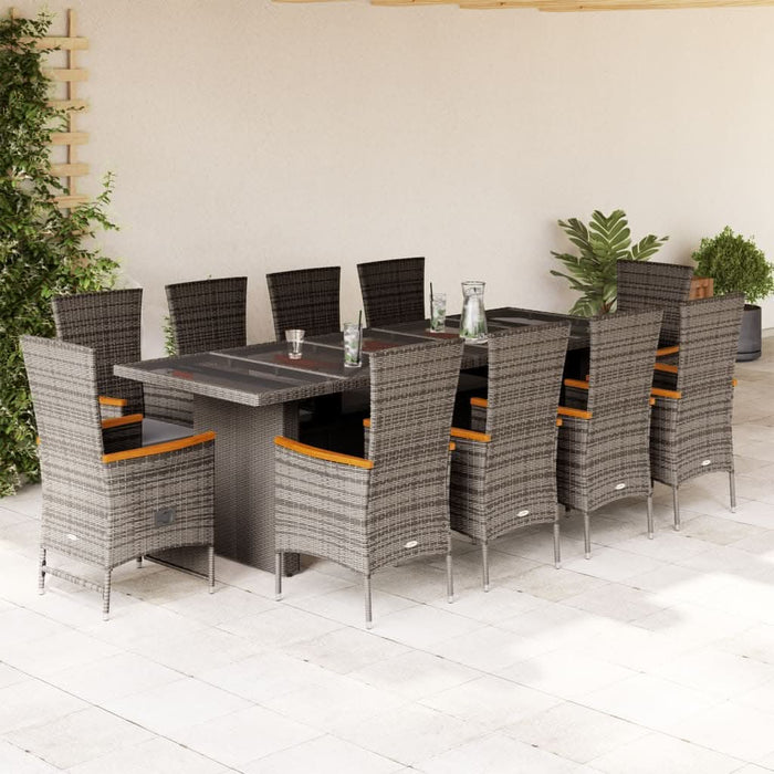 Set mobilier de grădină cu perne, 11 piese, gri, poliratan - WALTI WALTI
