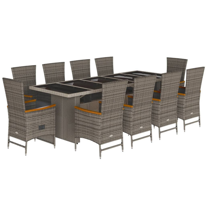 Set mobilier de grădină cu perne, 11 piese, gri, poliratan - WALTI WALTI