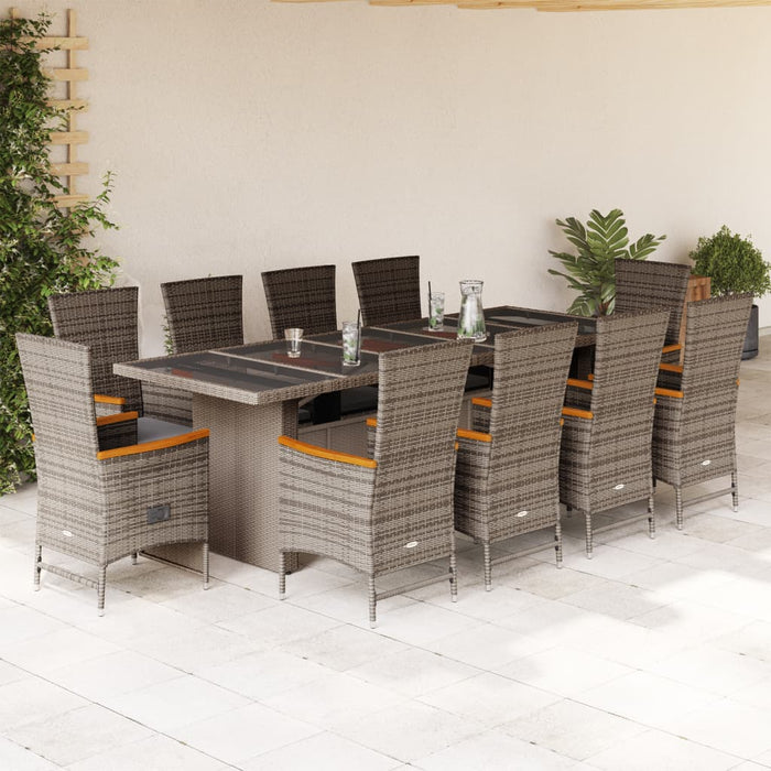 Set mobilier de grădină cu perne, 11 piese, gri, poliratan - WALTI WALTI