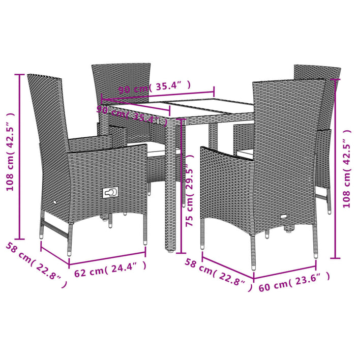 Set mobilier de grădină cu perne, 5 piese, bej, poliratan - WALTI WALTI