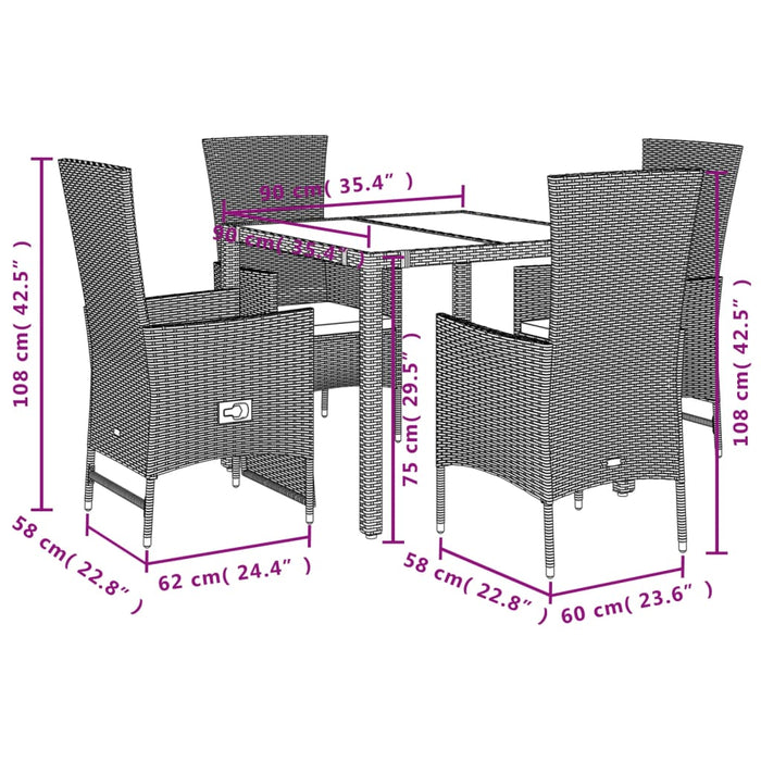 Set mobilier de grădină cu perne, 5 piese, bej, poliratan - WALTI WALTI