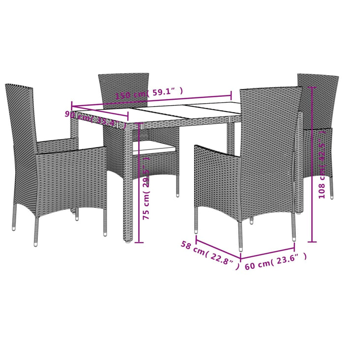 Set mobilier de grădină cu perne, 5 piese, bej, poliratan - WALTI WALTI