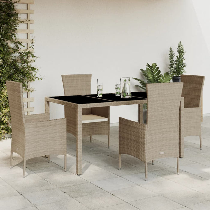 Set mobilier de grădină cu perne, 5 piese, bej, poliratan - WALTI WALTI
