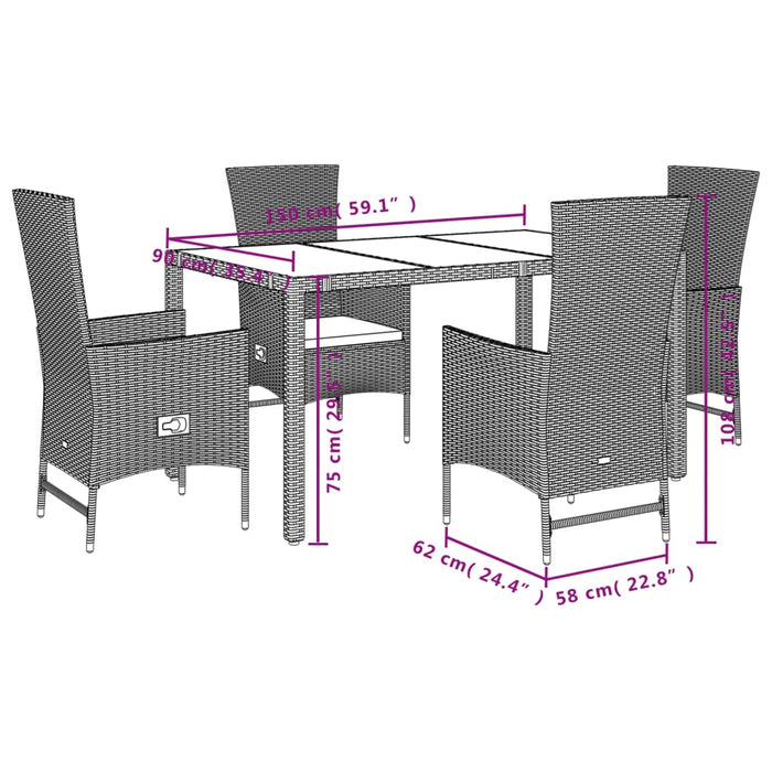 Set mobilier de grădină cu perne, 5 piese, bej, poliratan - WALTI WALTI