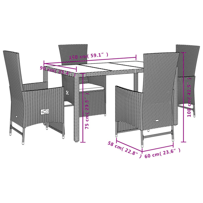 Set mobilier de grădină cu perne, 5 piese, bej, poliratan - WALTI WALTI