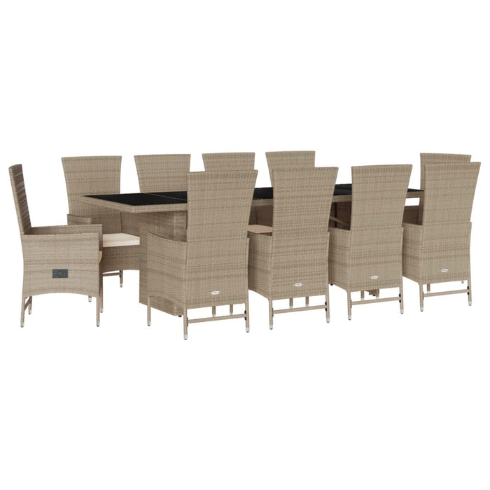Set mobilier de grădină cu perne, 11 piese, bej, poliratan - WALTI WALTI