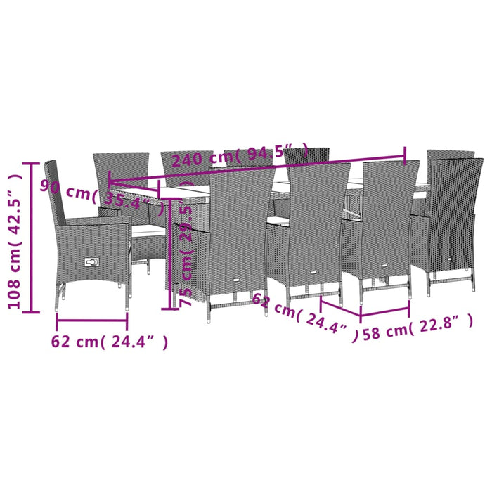 Set mobilier de grădină cu perne, 11 piese, bej, poliratan - WALTI WALTI