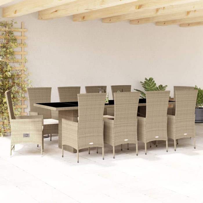 Set mobilier de grădină cu perne, 11 piese, bej, poliratan - WALTI WALTI