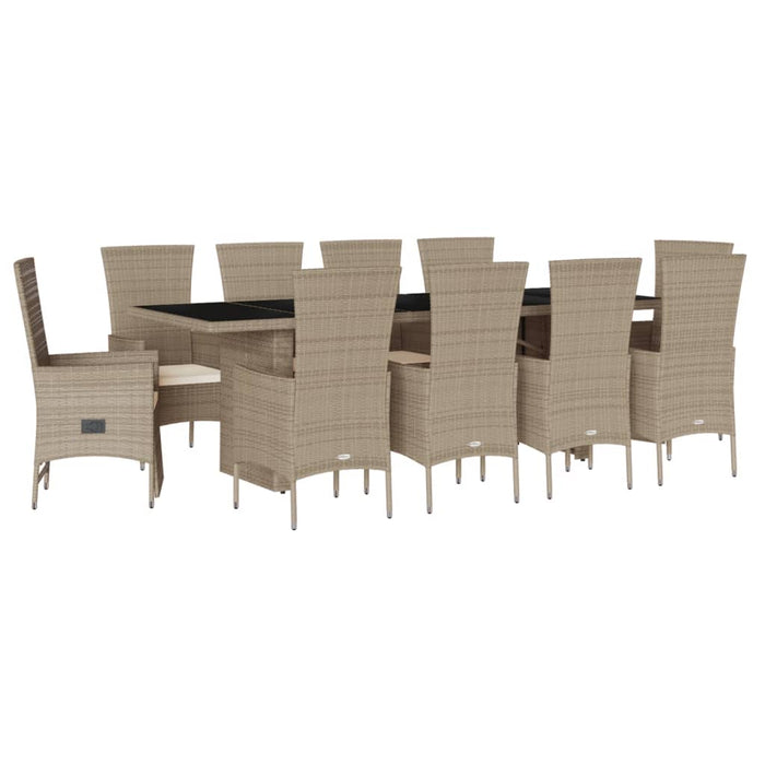 Set mobilier de grădină cu perne, 11 piese, bej, poliratan - WALTI WALTI