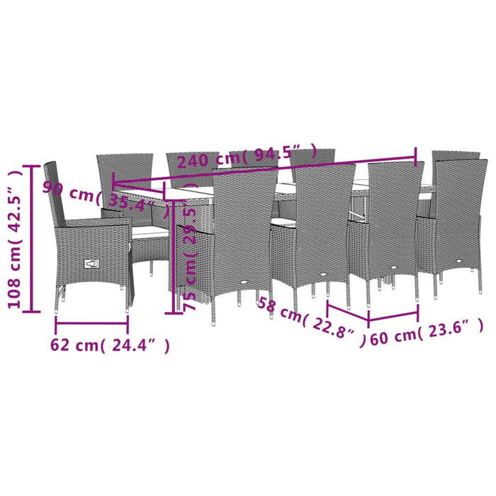 Set mobilier de grădină cu perne, 11 piese, bej, poliratan - WALTI WALTI