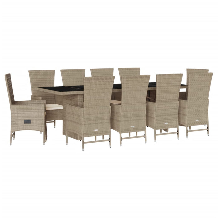 Set mobilier de grădină cu perne, 11 piese, bej, poliratan - WALTI WALTI