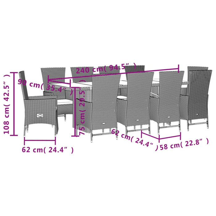 Set mobilier de grădină cu perne, 11 piese, bej, poliratan - WALTI WALTI