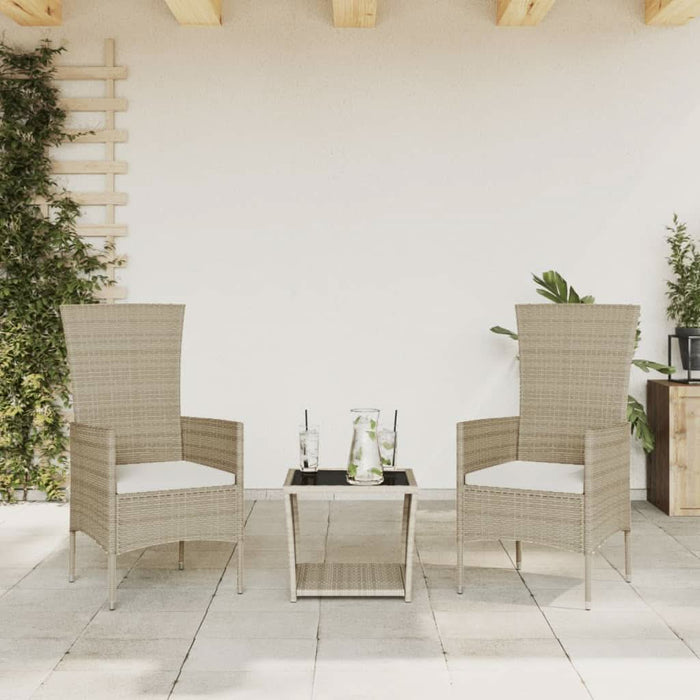 Set mobilier de grădină cu perne, 3 piese, bej, poliratan - WALTI WALTI