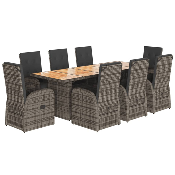 Set mobilier grădină cu perne, 9 piese, gri, poliratan - WALTI WALTI