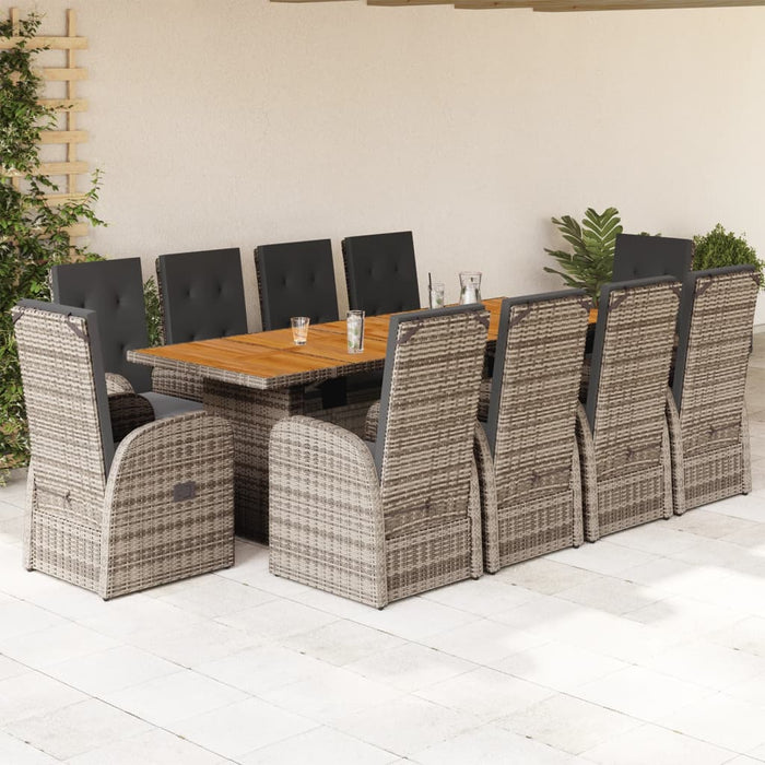 Set mobilier de grădină cu perne, 11 piese, gri, poliratan - WALTI WALTI
