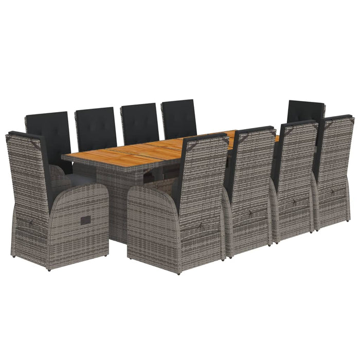 Set mobilier de grădină cu perne, 11 piese, gri, poliratan - WALTI WALTI