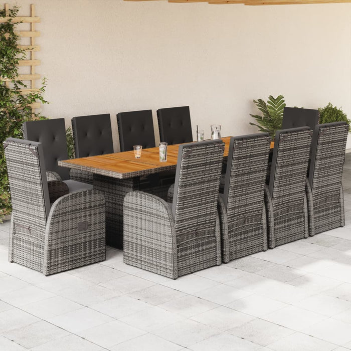 Set mobilier de grădină cu perne, 11 piese, gri, poliratan - WALTI WALTI