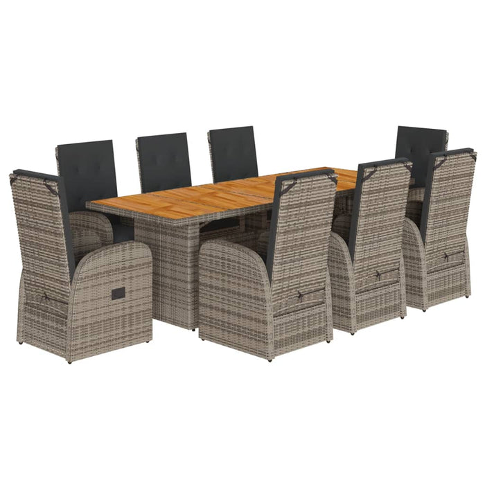 Set mobilier grădină cu perne, 9 piese, gri, poliratan - WALTI WALTI