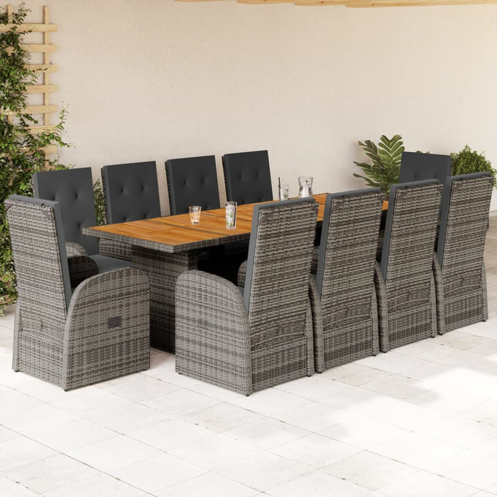 Set mobilier de grădină cu perne, 11 piese, gri, poliratan - WALTI WALTI