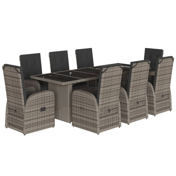 Set mobilier grădină cu perne, 9 piese, gri, poliratan - WALTI WALTI