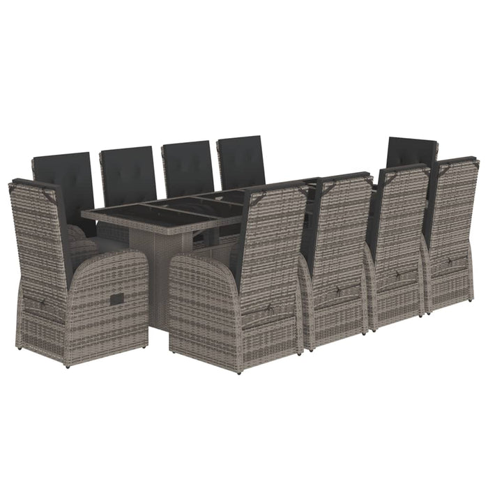 Set mobilier de grădină cu perne, 11 piese, gri, poliratan - WALTI WALTI