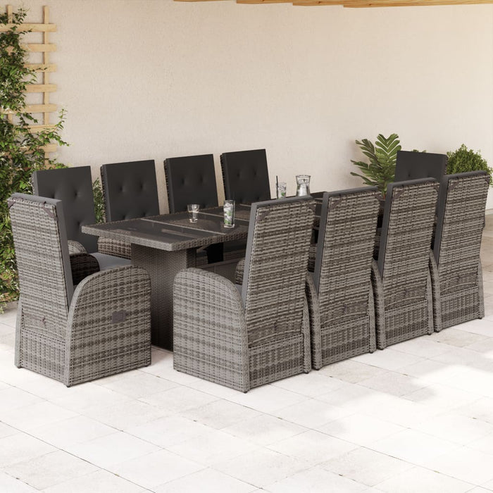 Set mobilier de grădină cu perne, 11 piese, gri, poliratan - WALTI WALTI