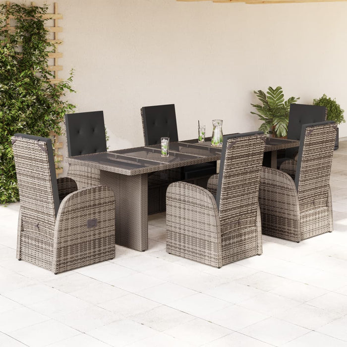 Set mobilier de grădină cu perne, 7 piese, gri, poliratan - WALTI WALTI