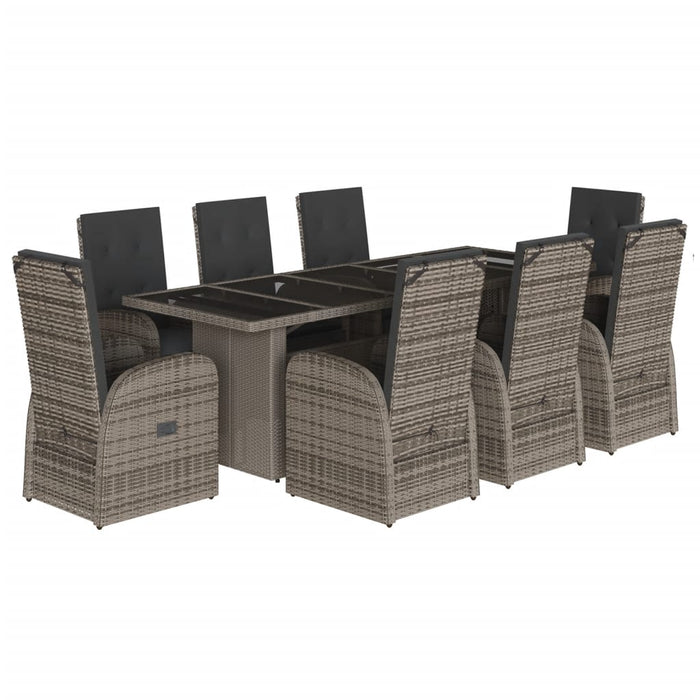 Set mobilier grădină cu perne, 9 piese, gri, poliratan - WALTI WALTI