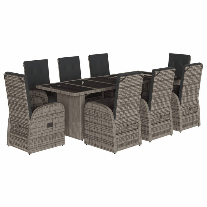 Set mobilier grădină cu perne, 9 piese, gri, poliratan - WALTI WALTI