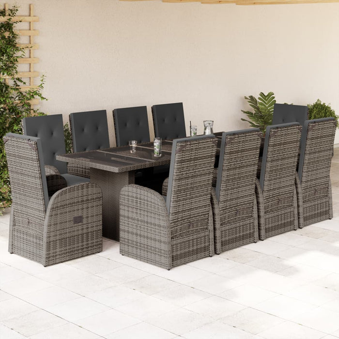 Set mobilier de grădină cu perne, 11 piese, gri, poliratan - WALTI WALTI