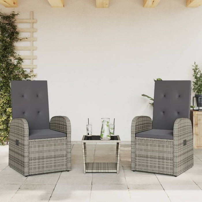 Set mobilier de grădină cu perne, 3 piese, gri, poliratan - WALTI WALTI