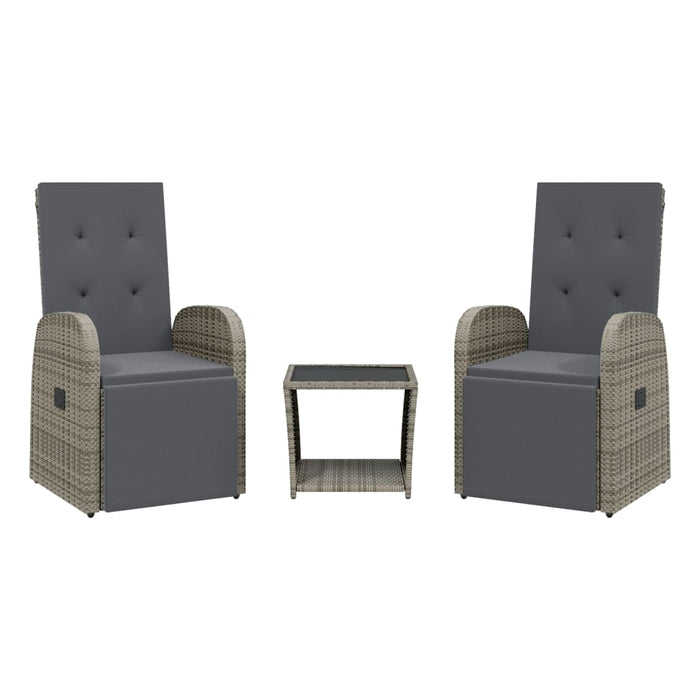 Set mobilier de grădină cu perne, 3 piese, gri, poliratan - WALTI WALTI