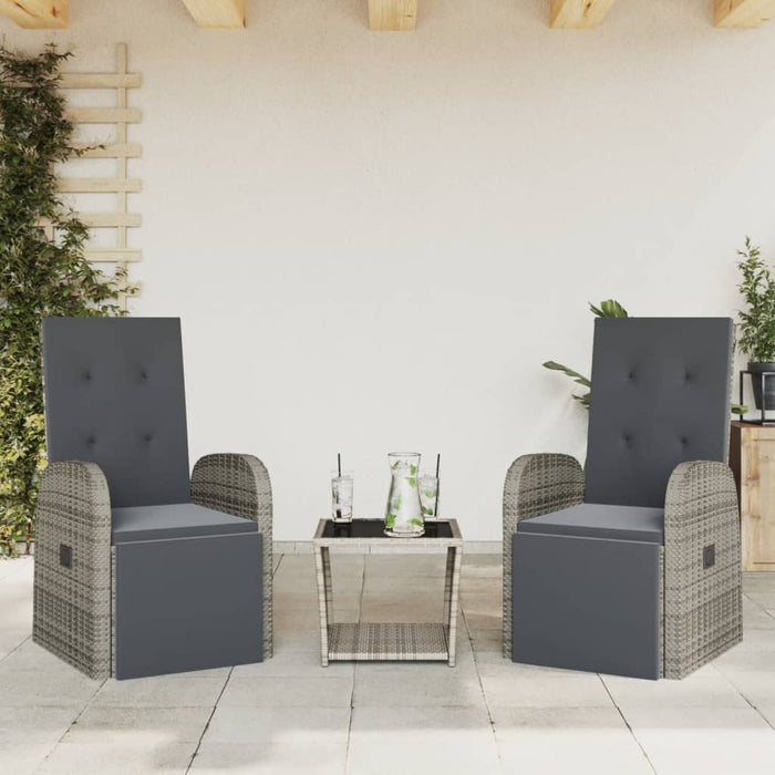 Set mobilier de grădină cu perne, 3 piese, gri, poliratan - WALTI WALTI