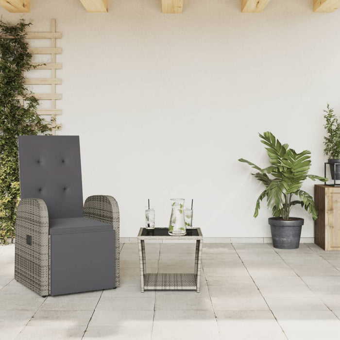 Set mobilier de grădină cu perne, 2 piese, gri, poliratan - WALTI WALTI