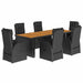 Set mobilier de grădină cu perne, 7 piese, negru, poliratan - WALTI WALTI