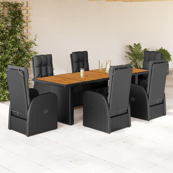 Set mobilier de grădină cu perne, 7 piese, negru, poliratan - WALTI WALTI