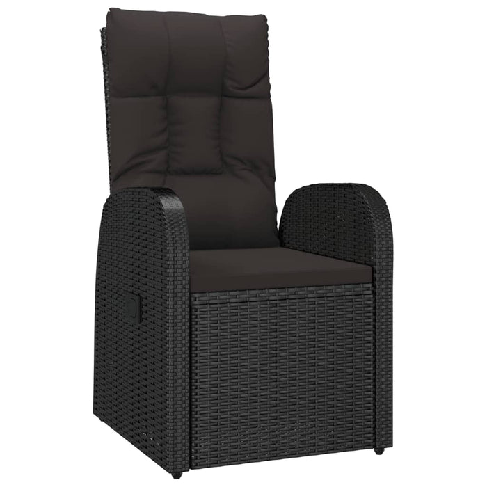Set mobilier de grădină cu perne, 9 piese, negru, poliratan WALTI