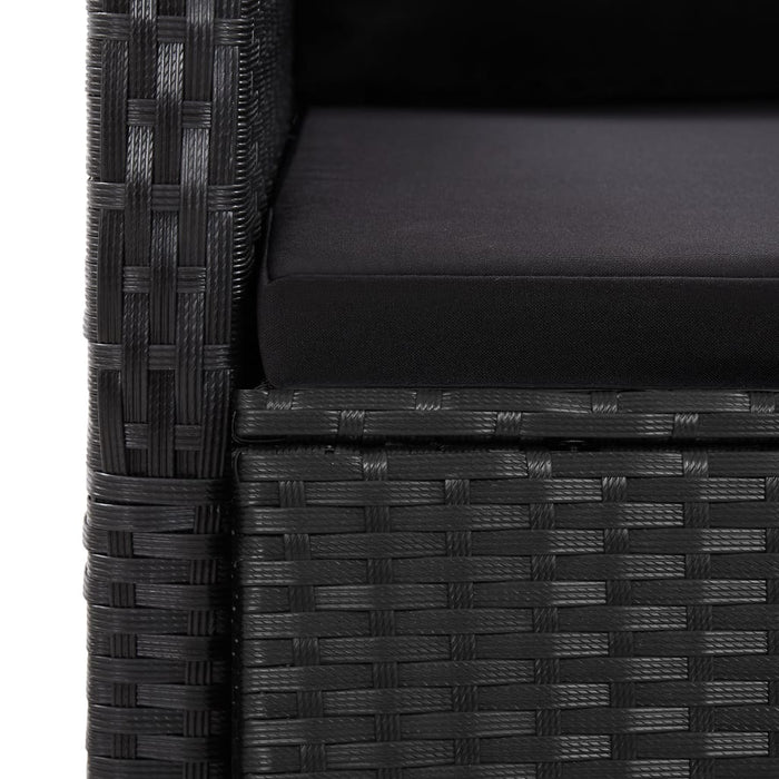 Set mobilier de grădină cu perne, 9 piese, negru, poliratan WALTI