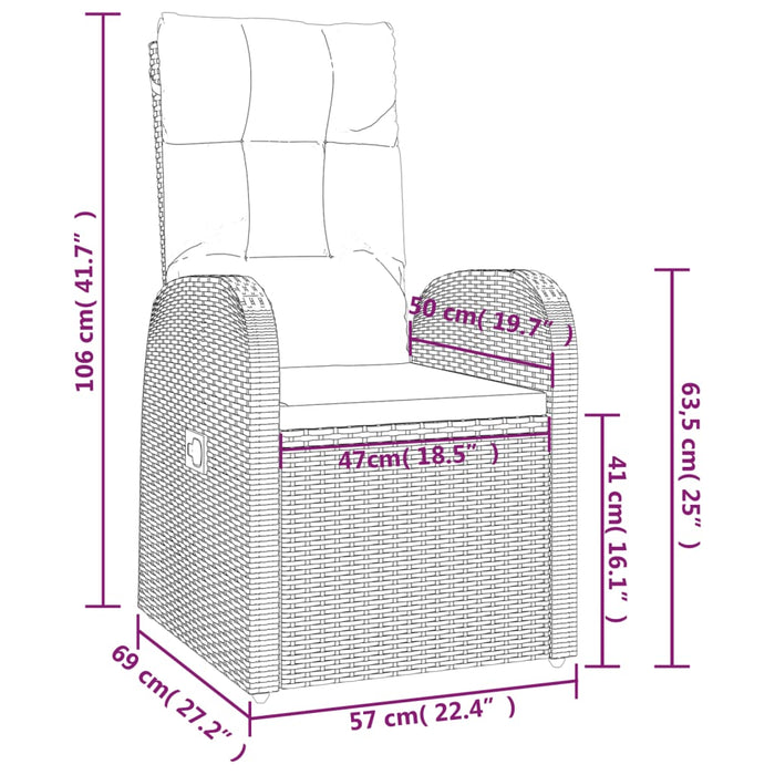 Set mobilier de grădină cu perne, 9 piese, negru, poliratan WALTI