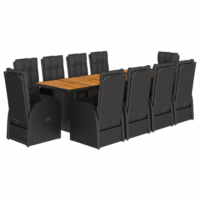 Set mobilier de exterior cu perne, 11 piese, negru, poliratan - WALTI WALTI