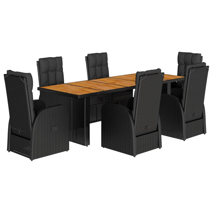 Set mobilier de grădină cu perne, 7 piese, negru, poliratan - WALTI WALTI