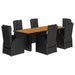 Set mobilier de grădină cu perne, 7 piese, negru, poliratan - WALTI WALTI