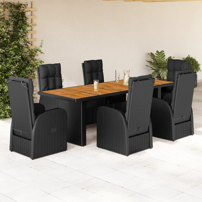 Set mobilier de grădină cu perne, 7 piese, negru, poliratan - WALTI WALTI
